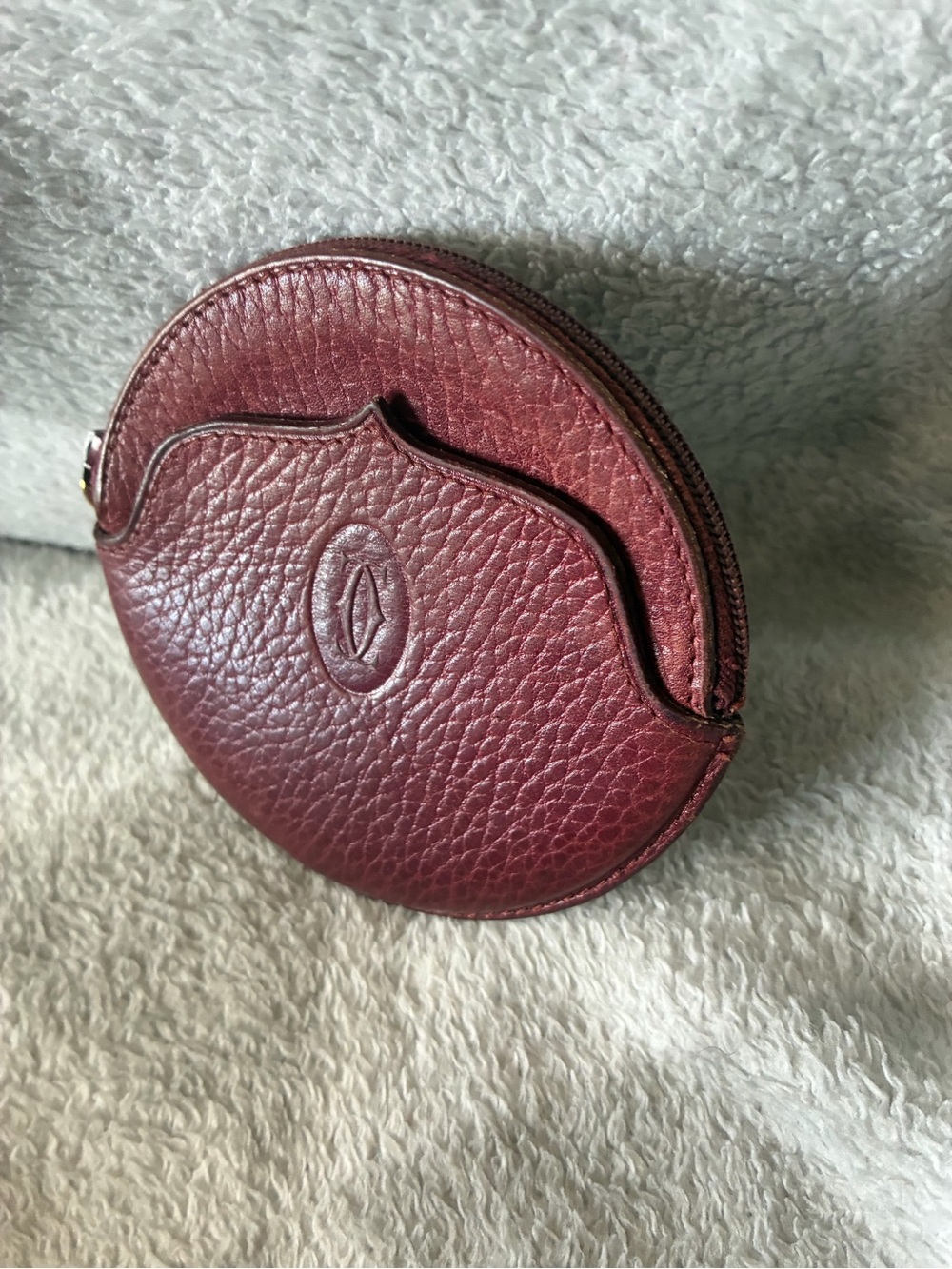 Cartier Round Leather Coin Case in Burgundy - Picture 9 of 10